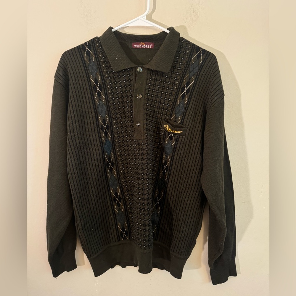Wild Horse Nordic Men's Sweater Aztec Southwest Collar